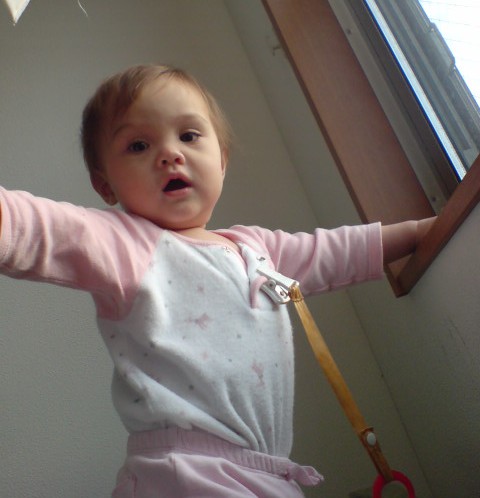 Anna looking out the window.